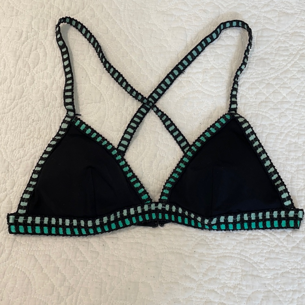 Crochet trim bikini top
